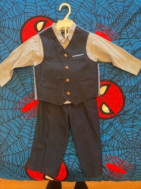 Nautica Navy Vest & Pants with Striped Shirt